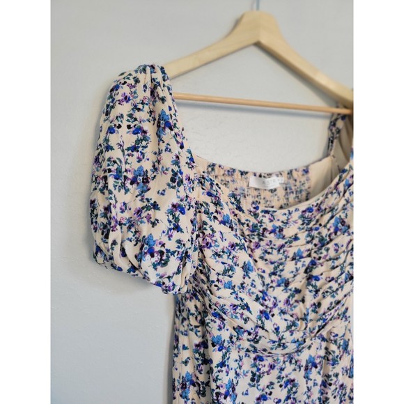 ASTR the Label Ditsy Floral Square Neck Bubble Sleeve Midi Dress - Picture 7 of 12